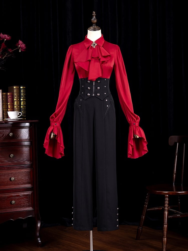 Black Boned Corset Belt High Waist Ouji Fashion Pants