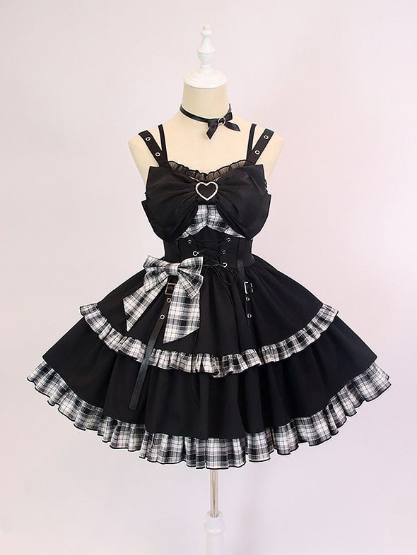 Punk Plaid Idol Lolita Jumper Skirt Bowknot Lolita Dress