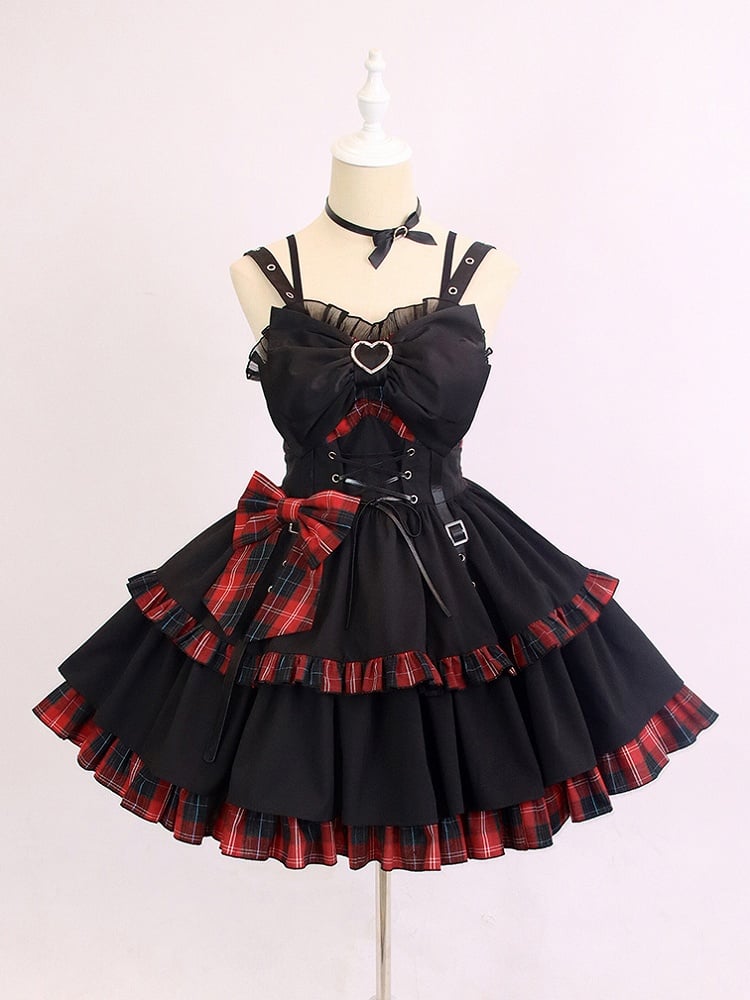 Punk Plaid Idol Lolita Jumper Skirt Bowknot Lolita Dress