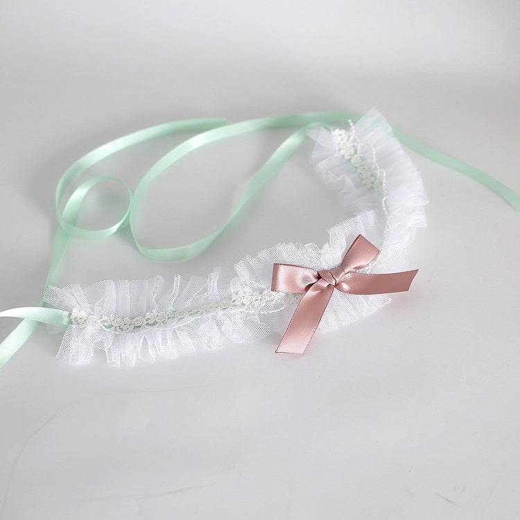 White Choker with Pink Bowknot