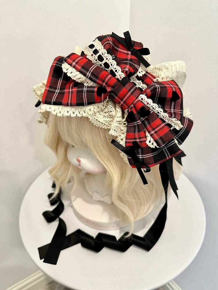 Red / Blue Plaid Pattern Hairband