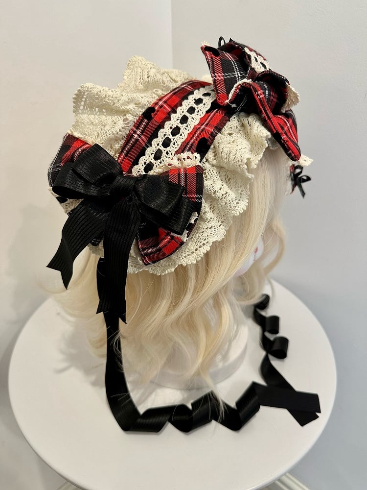 Red / Blue Plaid Pattern Hairband