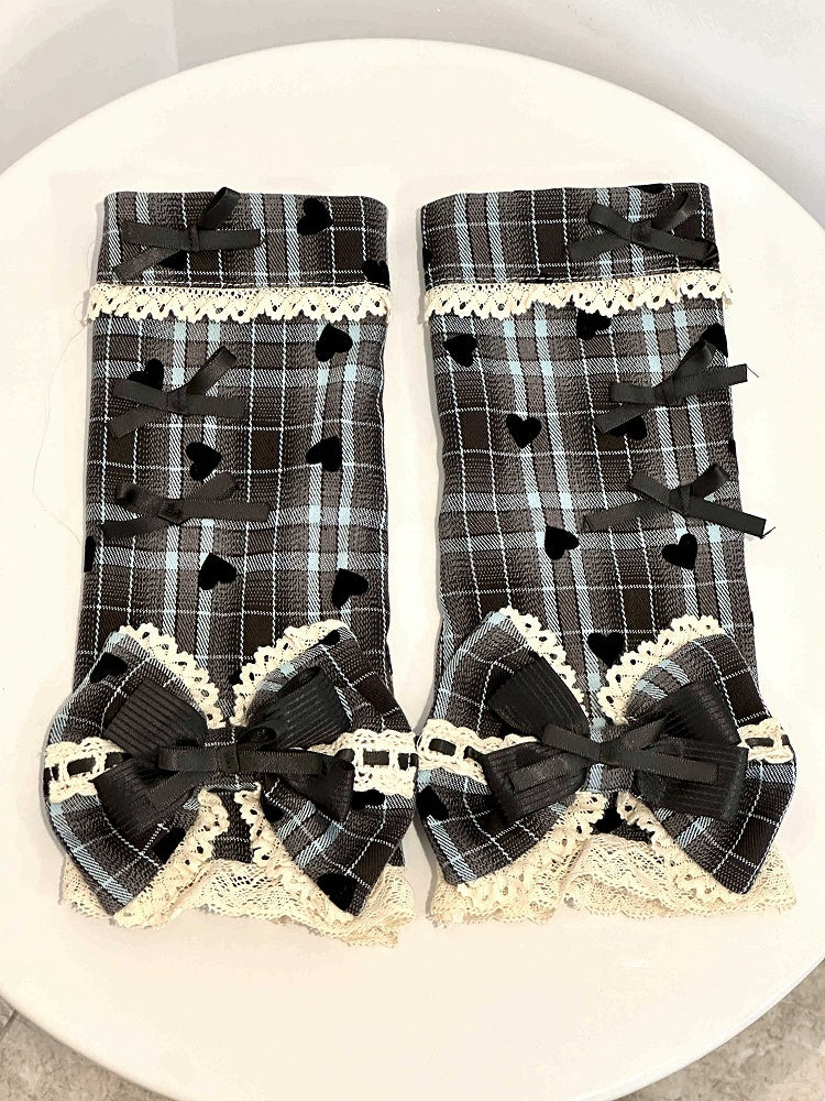 Red / Blue Plaid Pattern Wrist Cuffs