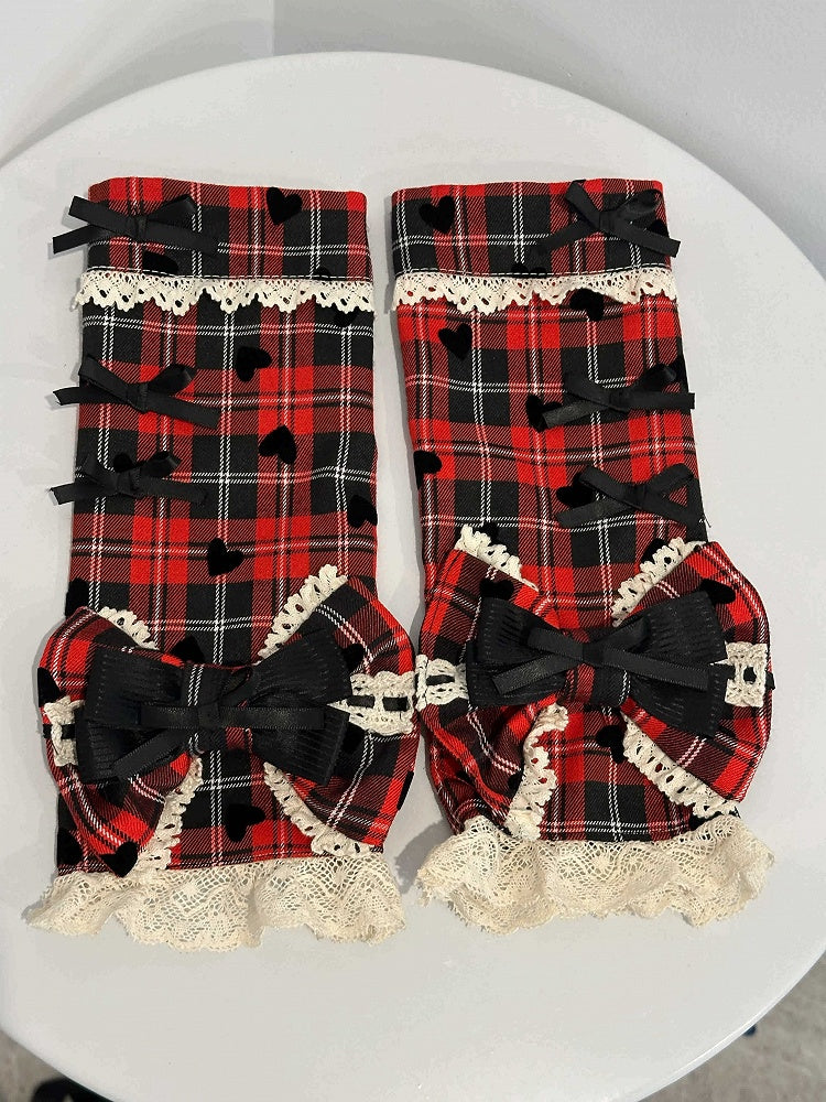 Red / Blue Plaid Pattern Wrist Cuffs