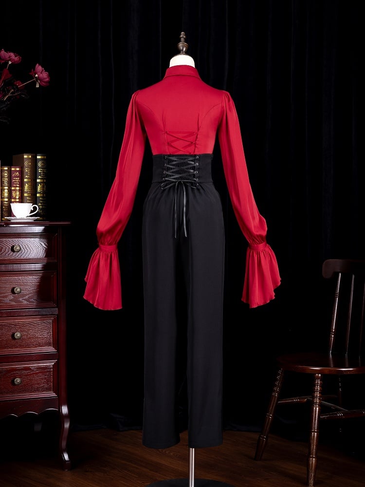 Black Boned Corset Belt High Waist Ouji Fashion Pants