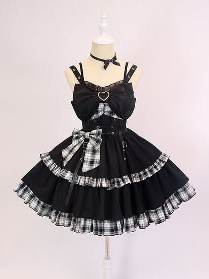 Punk Plaid Idol Lolita Jumper Skirt Bowknot Lolita Dress