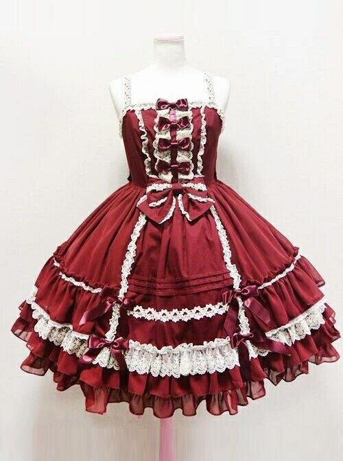 Palace Style Bowknot Lace Classic Lolita Sling Dress
