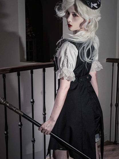 Black Ouji Lolita Gothic Bat Wings Shaped Tail Long Waistcoat