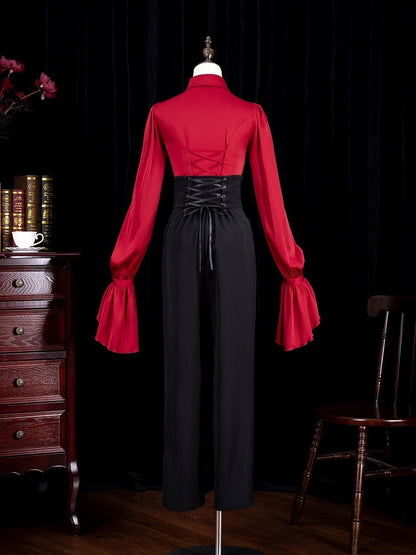Black Boned Corset Belt High Waist Ouji Fashion Pants